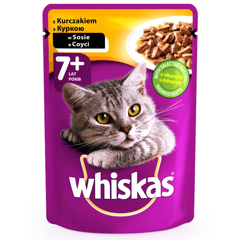 Whiskas Adult Консерви для дорослих кішок старше 7 років з куркою у соусі