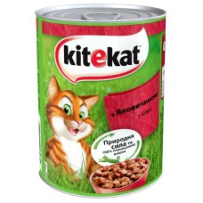 Kitekat Natural Vitality Консерви для дорослих кішок з яловичиною у соусі у банку
