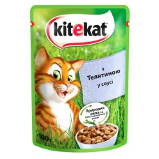 Kitekat Natural Vitality Консерви для дорослих кішок з телятиною у соусі в паучі