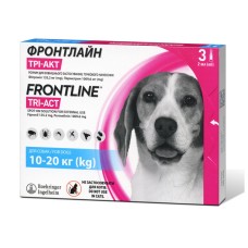 Frontline Tri-Act Краплі на холку від бліх кліщів та комарів для собак від 10 кг до 20 кг