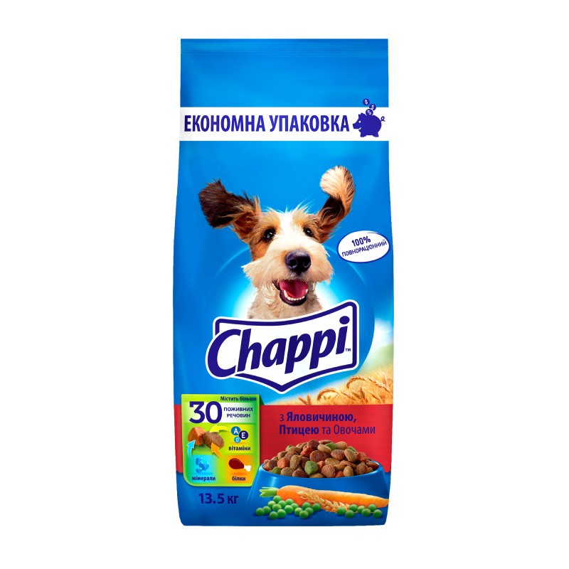 Chappi Сухий корм для дорослих собак з яловичиною птицею та овочами