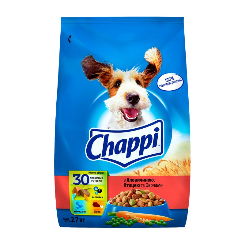 Chappi Сухий корм для дорослих собак з яловичиною птицею та овочами