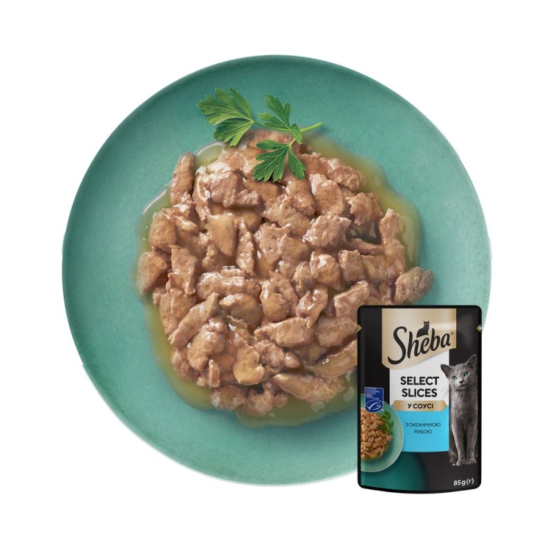 Sheba Select Slices in Gravy Консерви для дорослих кішок з океанічною рибою у соусі