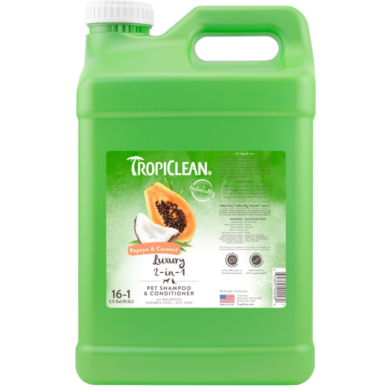 TropiClean Papaya & Coconut Шампунь 2 в 1 Папайя та кокос для собак та котів