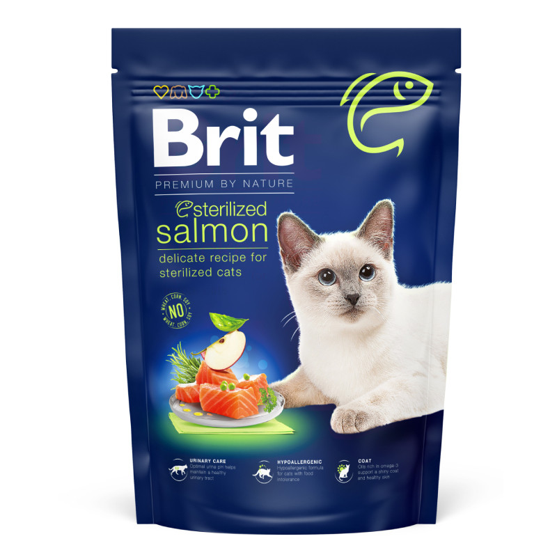 Brit Premium Cat Adult by Nature Sterilised Salmon Сухий корм для дорослих стерилізованих кішок з лососем