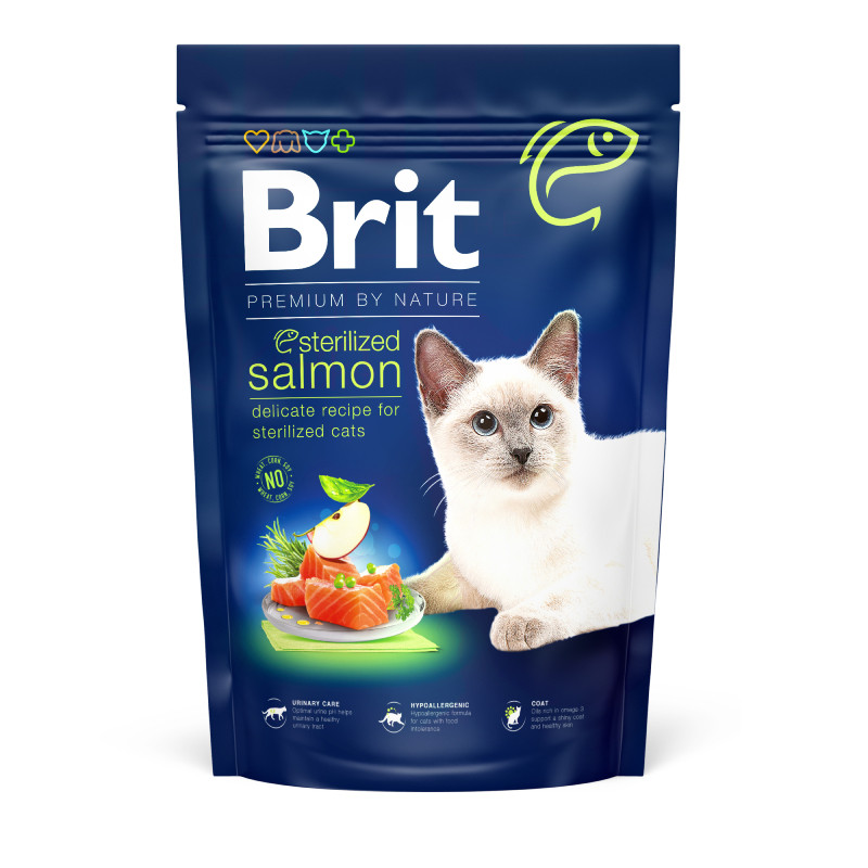 Brit Premium Cat Adult by Nature Sterilised Salmon Сухий корм для дорослих стерилізованих кішок з лососем