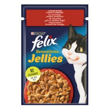 Felix Sensations Jellies Консерви для дорослих кішок з яловичиною та томатами в желе