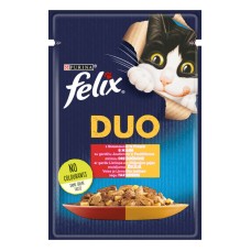 Felix Fantastic Duo Консерви для дорослих кішок з яловичиною та птицею шматочки в желе