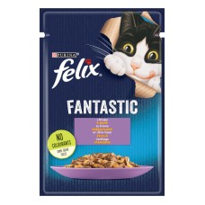 Felix Fantastic Консерви для дорослих кішок з ягнятком шматочки в желе