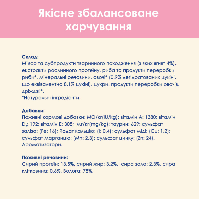 Cat Chow Kitten Консерви для кошенят з ягнятком та цукіні в желе