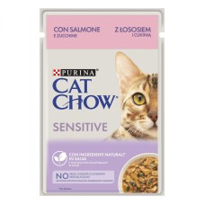 Cat Chow Sensetive Консерви для кішок з чутливим травленням з лососем та цукіні в желе
