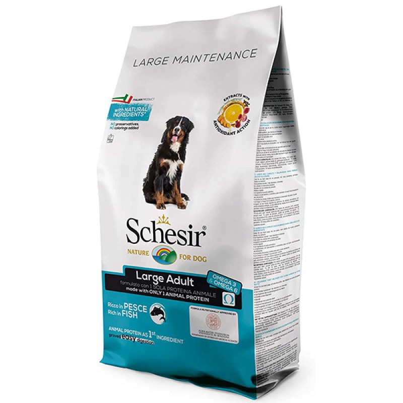 Schesir Dog Large Adult Fish Сухий монопротеїновий корм для дорослих собак великих порід з рибою