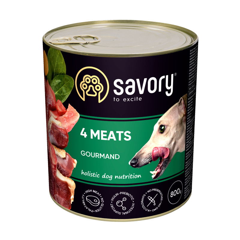 Savory Dog Gourmand 4 Meats Консерви для вибагливих собак 4 види м'яса