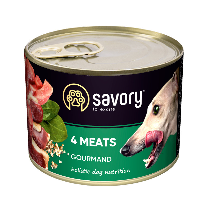 Savory Dog Gourmand 4 Meats Консерви для вибагливих собак 4 види м'яса