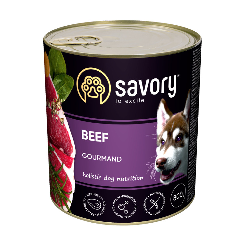 Savory Dog Gourmand Beef Консерви для вибагливих собак з яловичиною
