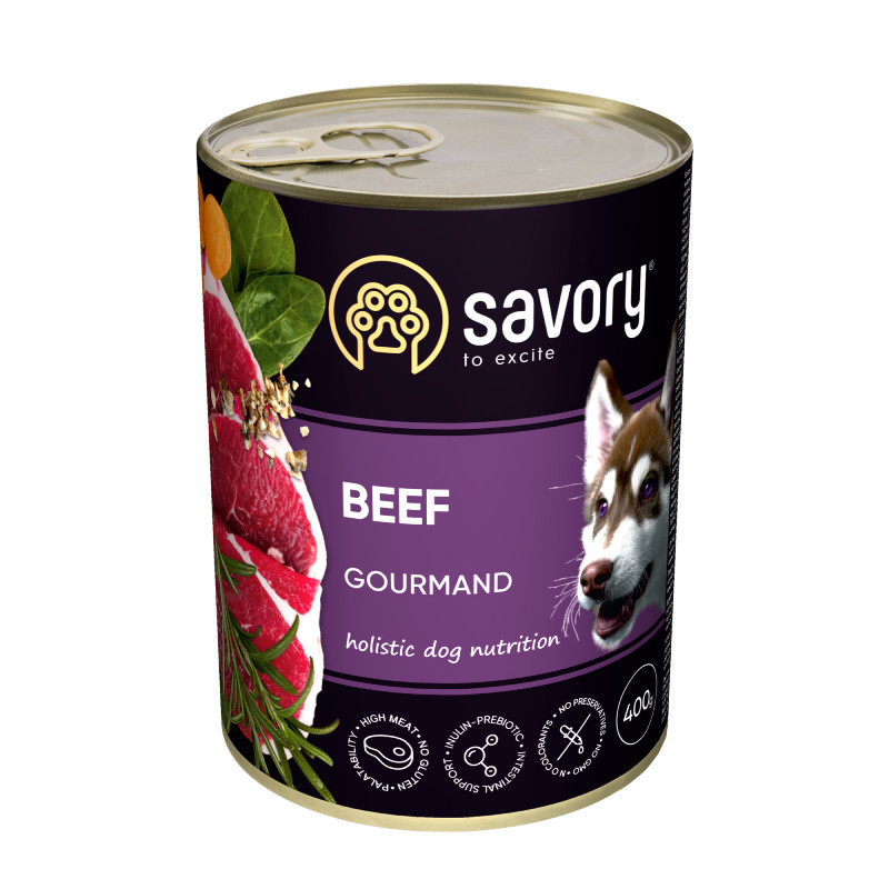 Savory Dog Gourmand Beef Консерви для вибагливих собак з яловичиною