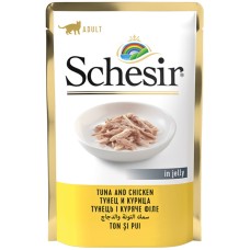 Schesir Tuna Chicken Консерви для кішок з тунцем та курячим філе в желе (пауч)