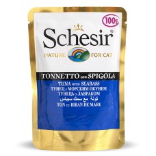 Schesir Tuna Seabass Консерви для кішок з тунцем та морським окунем у желе (пауч)