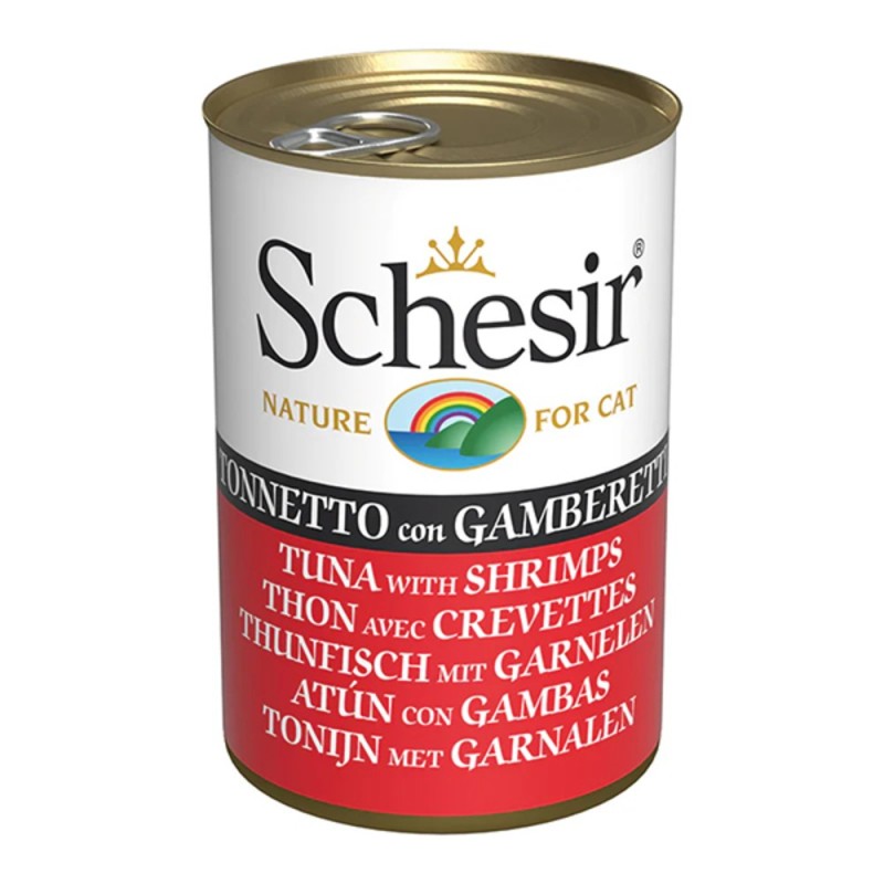 Schesir Tuna with Shrimps Консерви для кішок з тунцем та креветками в желе (банку)