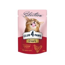 Club 4 Paws Premium Selection Консерви для дорослих кішок м'ясні смужки з куркою в соусі