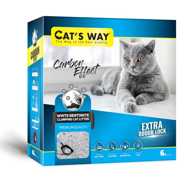 Cat'S Way Carbon Effect бентонітовий наповнювач, що комкується, з активованим вугіллям в коробці