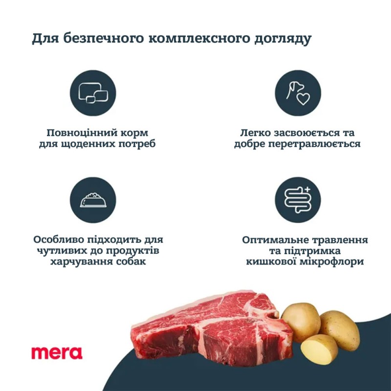 Mera Pure Sensitive Fresh meat Rind & Kartoffel Беззерновий корм зі свіжим м'ясом яловичини та картоплею для собак