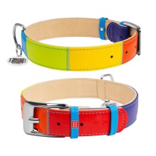 Collar Waudog Glamour Нашийник для собак шкіряний веселка