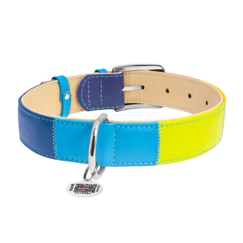 Collar Waudog Glamour Нашийник для собак шкіряний веселка