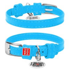 Collar Waudog Glamour Нашийник для собак шкіряний блакитний