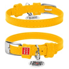 Collar Waudog Glamour Нашийник для собак шкіряний жовтий