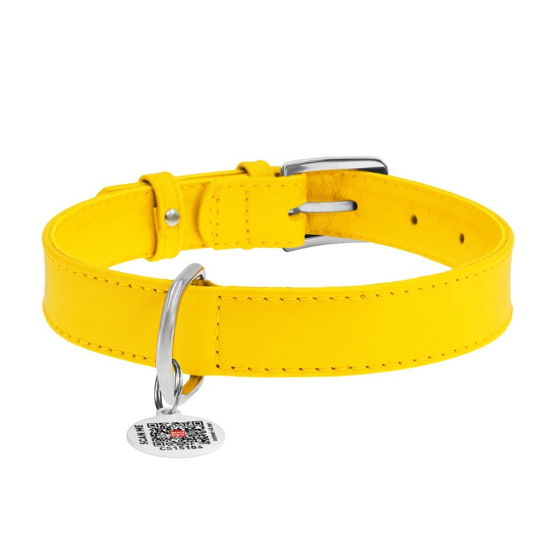 Collar Waudog Glamour Нашийник для собак шкіряний жовтий