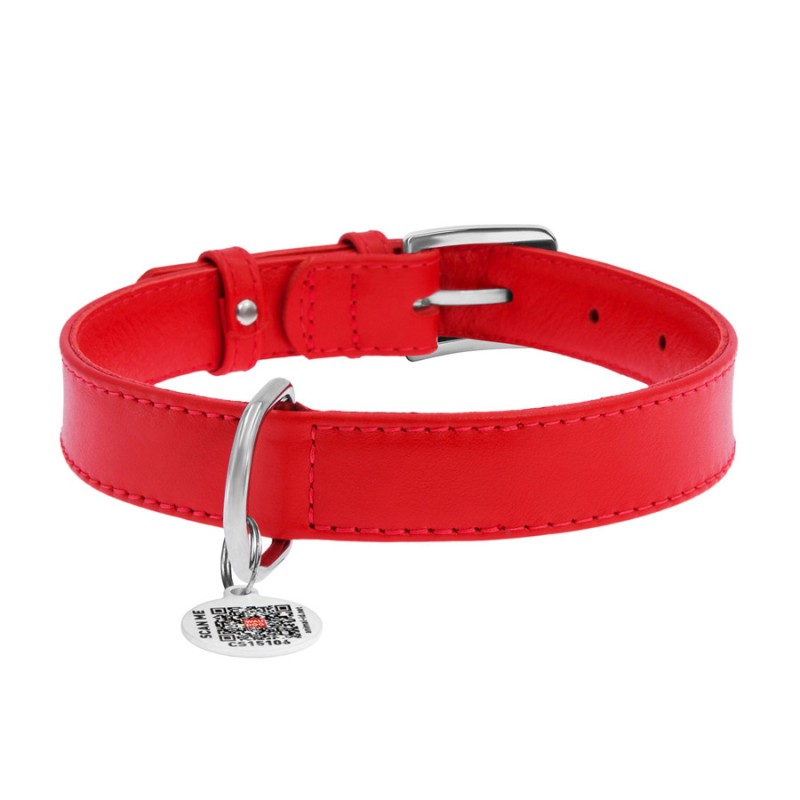 Collar Waudog Glamour Нашийник для собак шкіряний червоний