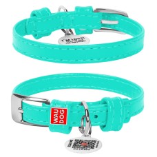 Collar Waudog Glamour Нашийник для собак ментоловий шкіряний