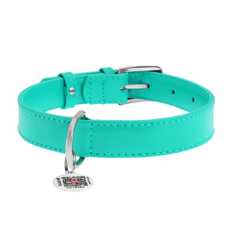 Collar Waudog Glamour Нашийник для собак ментоловий шкіряний