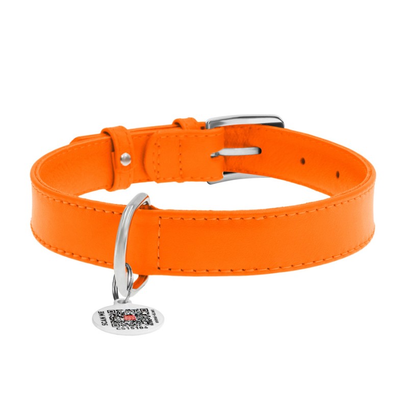 Collar Waudog Glamour Нашийник для собак шкіряний помаранчевий