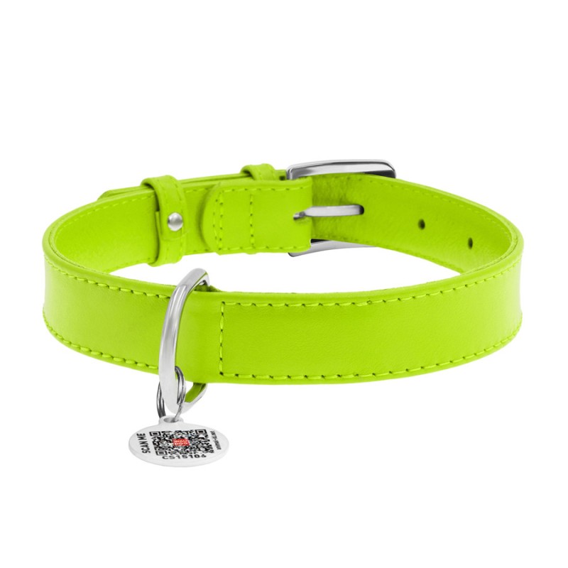 Collar Waudog Glamour Нашийник для собак шкіряний салатовий