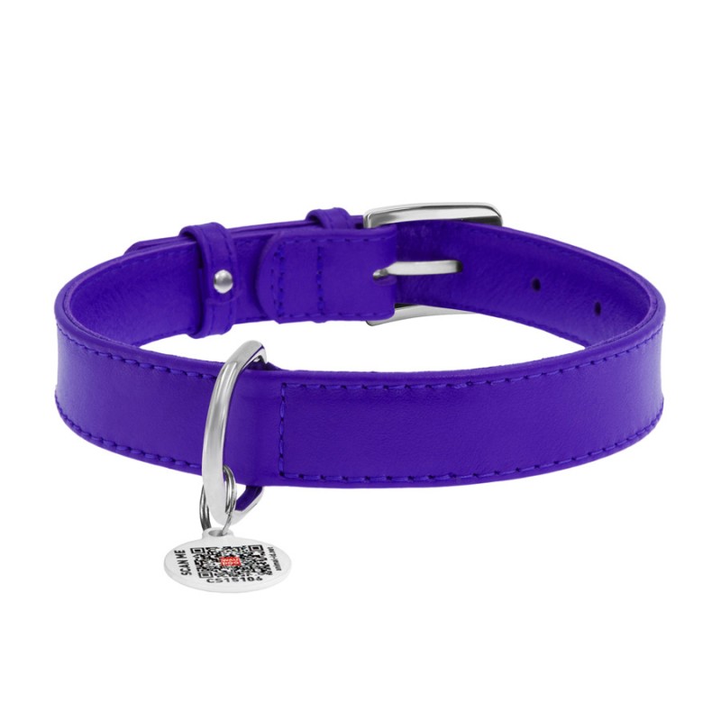 Collar Waudog Glamour Нашийник для собак шкіряний фіолетовий