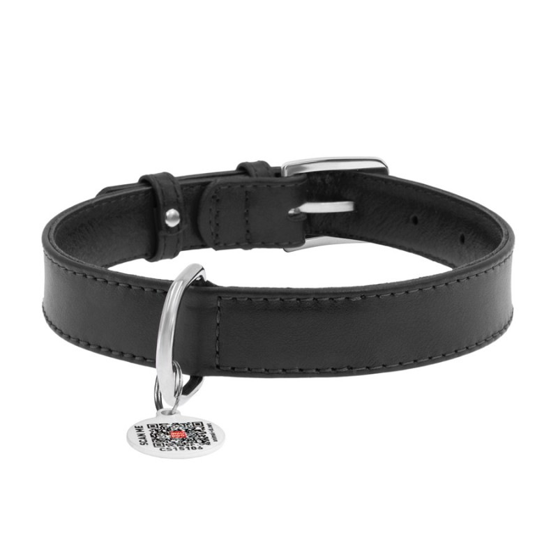 Collar Waudog Glamour Нашийник для собак чорний шкіряний