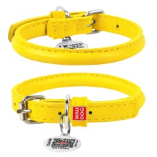 Collar Waudog Glamour Нашийник для собак шкіряний круглий жовтий