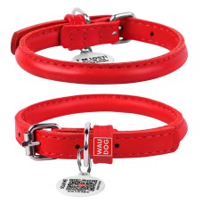 Collar Waudog Glamour Нашийник для собак шкіряний круглий червоний