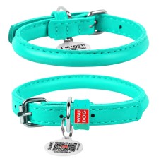 Collar Waudog Glamour Нашийник для собак шкіряний круглий ментоловий