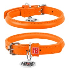 Collar Waudog Glamour Нашийник для собак шкіряний круглий помаранчевий