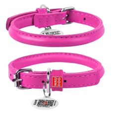 Collar Waudog Glamour Нашийник для собак шкіряний круглий рожевий