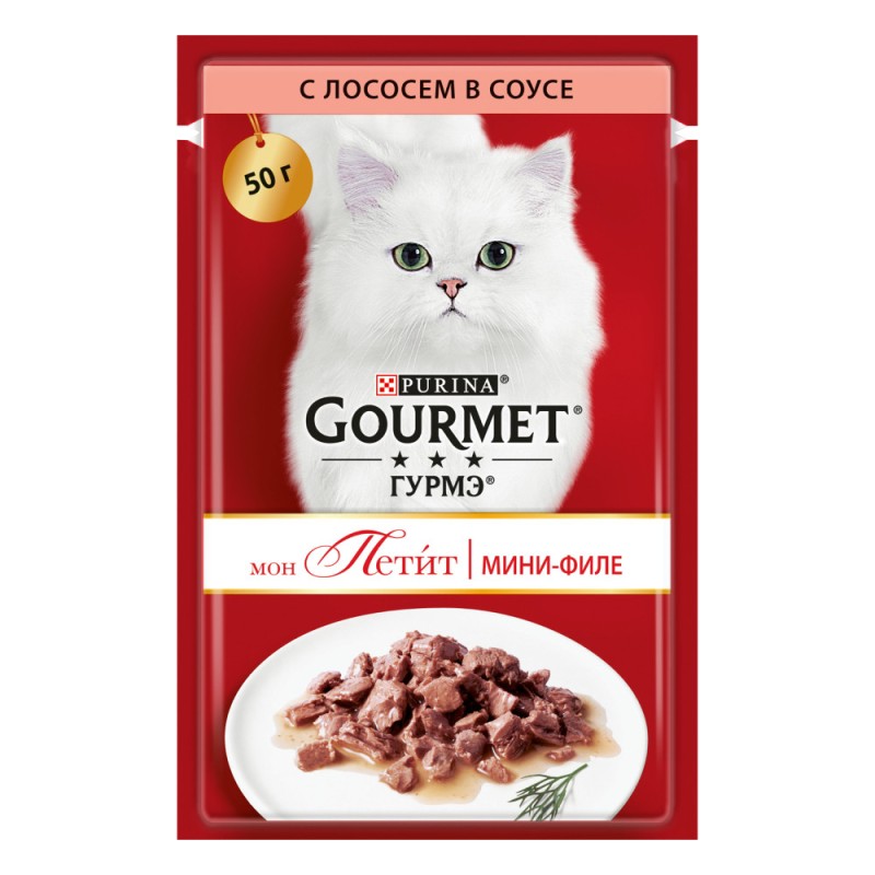 Gourmet Gold Mon Petit Консерви для дорослих кішок з лососем у соусі