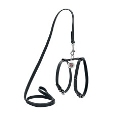 Collar Waudog Glamour Шлея з повідцем для котів та собак шкіряна чорна