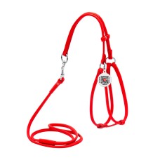 Collar Waudog Glamour Шлея з повідцем для котів та собак шкіряна кругла червона
