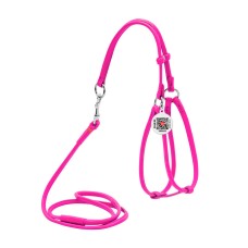 Collar Waudog Glamour Шлея з повідцем для котів та собак шкіряна кругла рожева