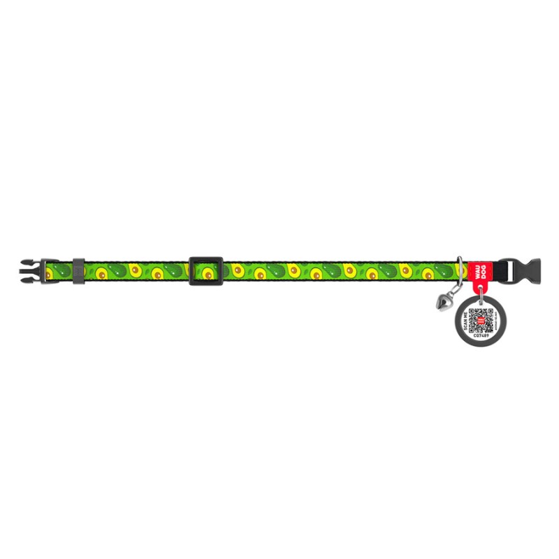 Collar Waudog Nylon Нашийник для котів нейлоновий з QR паспортом Авокадо