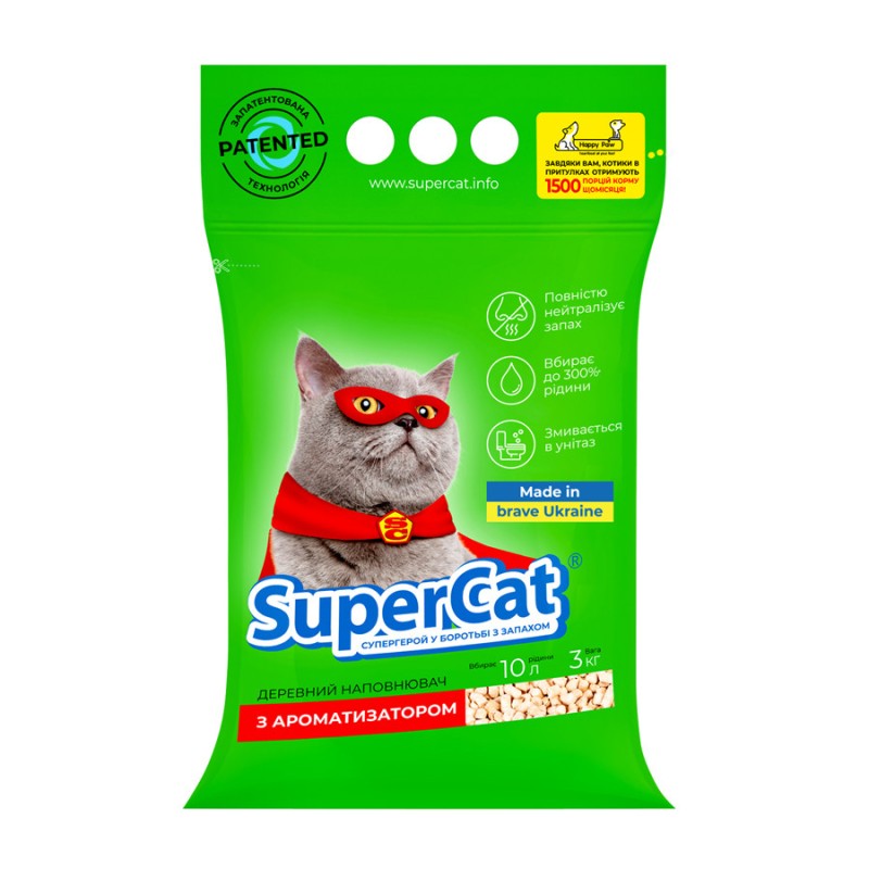 Super Cat Дерев'яний наповнювач для туалету з ароматизатором зелений