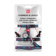 Collar Waudog Nylon Шлея з повідцем для котів та дрібних собак нейлонова c QR паспортом Літо